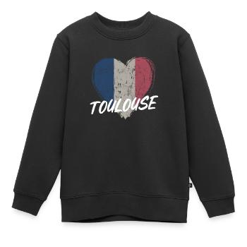 Retro-Abzeichen, Toulouse Frankreich ist meine Heimatstadt - Kinder Premium Organic Sweatshirt - Schwarz - Vorne - AI Model Kid Female (0cm)