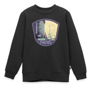 Retro-Abzeichen, Paris Frankreich ist meine Heimatstadt - Kinder Premium Organic Sweatshirt - Schwarz - Vorne - AI Model Kid Female (0cm)