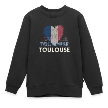 Retro-Abzeichen, Toulouse Frankreich ist meine Heimatstadt - Kinder Premium Organic Sweatshirt - Schwarz - Vorne - AI Model Kid Female (0cm)