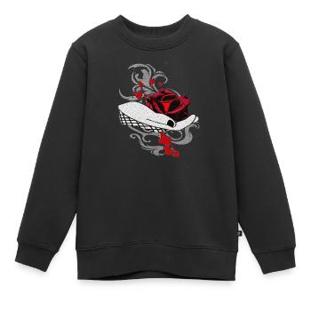 Tribals, Hände, Rosenblüte, Blutflecken - Kinder Premium Organic Sweatshirt - Schwarz - Vorne - AI Model Kid Female (0cm)