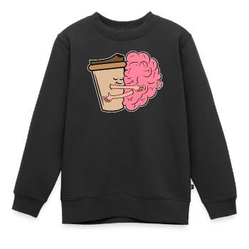 Café Buvez du café Les buveurs de café - Sweat Premium enfant bio - noir - Devant - AI Model Kid Female (0cm)