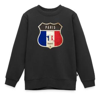 Paris France Armoiries Drapeaux Design - Sweat Premium enfant bio - noir - Devant - AI Model Kid Female (0cm)