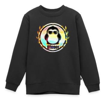 Sieger Pinguin Abzeichen - Kinder Premium Organic Sweatshirt - Schwarz - Vorne - AI Model Kid Female (0cm)