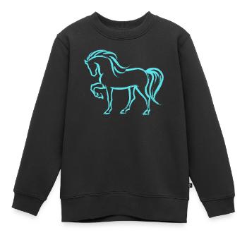 Islandpferde Fohlen Pferde Pferdeliebe Pferdefan - Kinder Premium Organic Sweatshirt - Schwarz - Vorne - AI Model Kid Female (0cm)