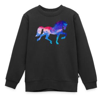 Pferdenarr Hengst Galopp Islandpferde Pferde - Kinder Premium Organic Sweatshirt - Schwarz - Vorne - AI Model Kid Female (0cm)