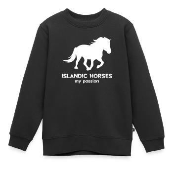 Chevaux Déclaration Chevaux islandais Amour des chevaux islandais - Sweat Premium enfant bio - noir - Devant - AI Model Kid Female (0cm)