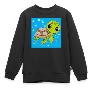 Tortue, animal mignon, océan - Sweat Premium enfant bio - noir - Devant - AI Model Kid Female (0cm)