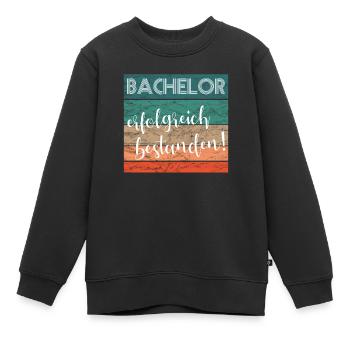 Bachelor erfolgreich bestanden Abschluss retro - Kinder Premium Organic Sweatshirt - Schwarz - Vorne - AI Model Kid Female (0cm)