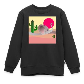 ELEFANTEN WÜSTENLANDSCHAFT - KAKTEEN - Kinder Premium Organic Sweatshirt - Schwarz - Vorne - AI Model Kid Female (0cm)