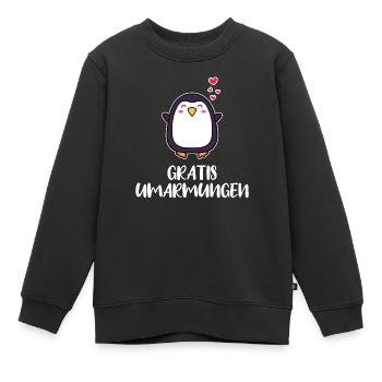 Süß Pinguin Statement Herz Tier Vogel Arktis - Kinder Premium Organic Sweatshirt - Schwarz - Vorne - AI Model Kid Female (0cm)