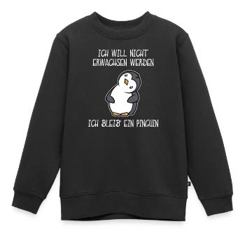 Zoo Süß Tier Pinguin Statement Seevogel - Kinder Premium Organic Sweatshirt - Schwarz - Vorne - AI Model Kid Female (0cm)