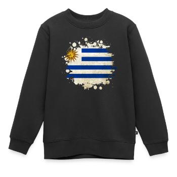 Uruguay Klecks Flaggen Design - Kinder Premium Organic Sweatshirt - Schwarz - Vorne - AI Model Kid Female (0cm)