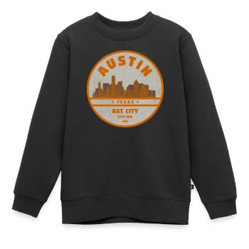 Vintage Austin Texas - Sweat Premium enfant bio - noir - Devant - AI Model Kid Female (0cm)
