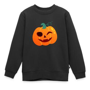 Kürbis Winker Halloween Cartoon - Kinder Premium Organic Sweatshirt - Schwarz - Vorne - AI Model Kid Female (0cm)
