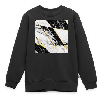 Marmor Schwarz Weiß Gold Mosaik Geometrisch - Kinder Premium Organic Sweatshirt - Schwarz - Vorne - AI Model Kid Female (0cm)