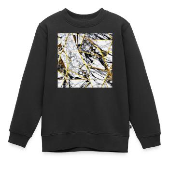 Marmor Schwarz Weiß Gold Textur - Kinder Premium Organic Sweatshirt - Schwarz - Vorne - AI Model Kid Female (0cm)