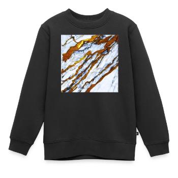 weißer Marmor trifft auf Gold - Kinder Premium Organic Sweatshirt - Schwarz - Vorne - AI Model Kid Female (0cm)