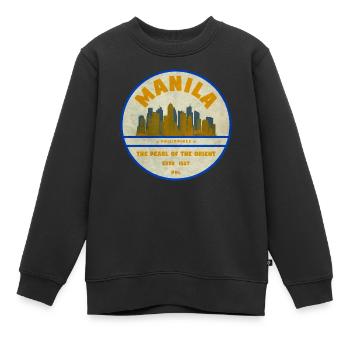 Manila Skyline – Perle des Orients - Kinder Premium Organic Sweatshirt - Schwarz - Vorne - AI Model Kid Female (0cm)