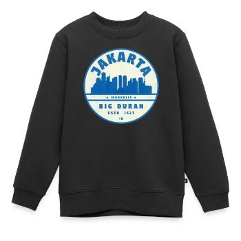 Jakarta Skyline Rundlogo Blau Weiß - Kinder Premium Organic Sweatshirt - Schwarz - Vorne - AI Model Kid Female (0cm)