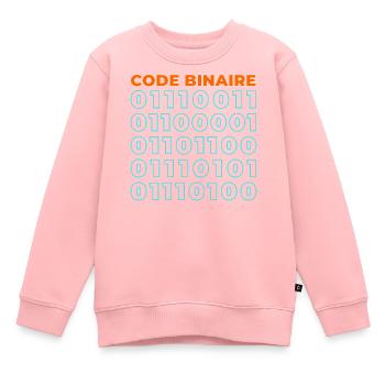Code binaire - Sweat Premium enfant bio - rose - Devant - AI Model Kid Female (0cm)
