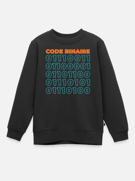 Code binaire - Sweat Premium enfant bio - noir