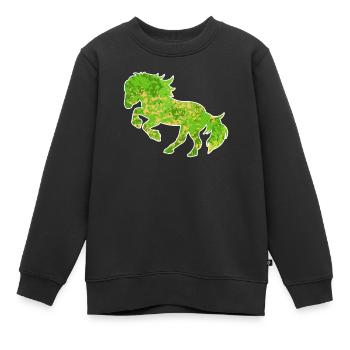 Galopp Pferde Islandpferde Pferdeliebe Trab - Kinder Premium Organic Sweatshirt - Schwarz - Vorne - AI Model Kid Female (0cm)