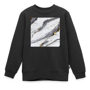 Marmor Weiß Gold Struktur - Kinder Premium Organic Sweatshirt - Schwarz - Vorne - AI Model Kid Female (0cm)