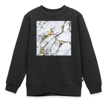 Marmor Weiß Gold Textur - Kinder Premium Organic Sweatshirt - Schwarz - Vorne - AI Model Kid Female (0cm)