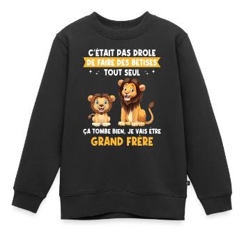Enfant Annonce grossesse humour futur grand frère - Sweat Premium enfant bio - noir - Devant - AI Model Kid Female (0cm)