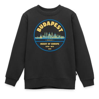 Budapest Skyline Emblem Heart of Europe - Kinder Premium Organic Sweatshirt - Schwarz - Vorne - AI Model Kid Female (0cm)