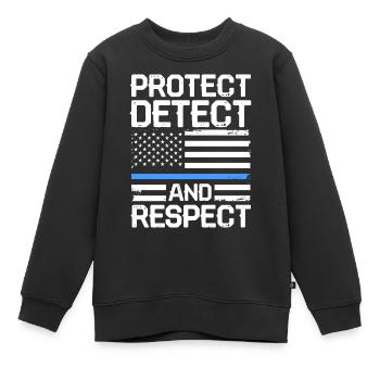Protégez, détectez et respectez - Dressage de chiens policiers - Sweat Premium enfant bio - noir - Devant - AI Model Kid Female (0cm)