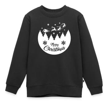 Frohe Weihnachten - Der Weihnachtsmann und seine Rentiere - Kinder Premium Organic Sweatshirt - Schwarz - Vorne - AI Model Kid Female (0cm)