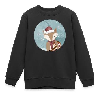 renard doré pour Noël avec canne à sucre - Sweat Premium enfant bio - noir - Devant - AI Model Kid Female (0cm)