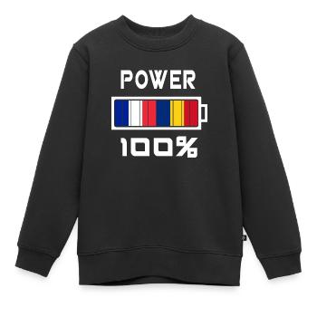 Rumänien und Frankreich Power 100% - Kinder Premium Organic Sweatshirt - Schwarz - Vorne - AI Model Kid Female (0cm)