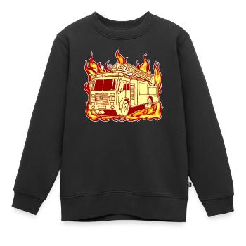 Feuer Brennen Feuerwehr Feuerwehrauto Brandschutz - Kinder Premium Organic Sweatshirt - Schwarz - Vorne - AI Model Kid Female (0cm)
