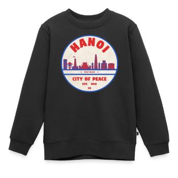 Hanoi City of Peace Badge Stadtlandschaft - Kinder Premium Organic Sweatshirt - Schwarz - Vorne - AI Model Kid Female (0cm)