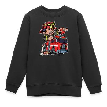 Pompiers Pompier Sauveteur Camion de pompiers - Sweat Premium enfant bio - noir - Devant - AI Model Kid Female (0cm)