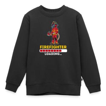 Pompiers tuyau d’incendie slogan pompier - Sweat Premium enfant bio - noir - Devant - AI Model Kid Female (0cm)