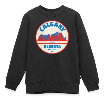 Calgary Skyline Vintage - Kinder Premium Organic Sweatshirt - Schwarz - Vorne - AI Model Kid Female (0cm)
