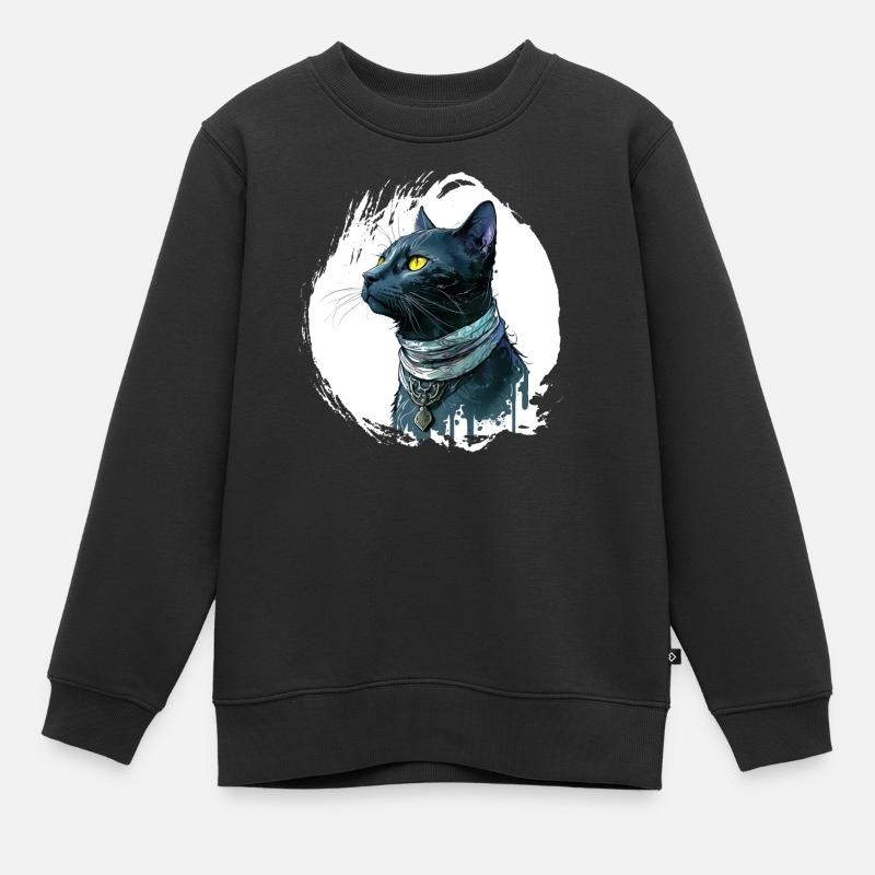 Chat noir avec éclaboussure - Sweat Premium enfant bio - noir