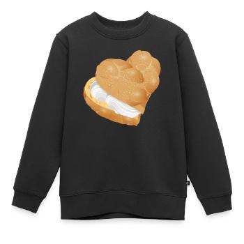 Mit Sahne gefülltes Windbeutel Herz - Kinder Premium Organic Sweatshirt - Schwarz - Vorne - AI Model Kid Female (0cm)