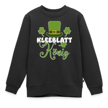 Kleeblatt König | Irland Saint Patrick Ire Glück - Kinder Premium Organic Sweatshirt - Schwarz - Vorne - AI Model Kid Female (0cm)