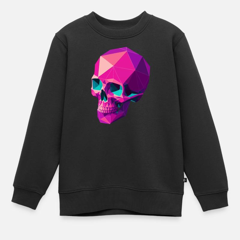 Geometrischer Schädel - Kinder Premium Organic Sweatshirt - Schwarz