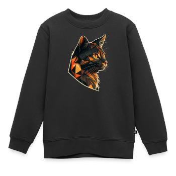Stylized, Geometric cat - Kids Premium Organic Sweatshirt - black - Front - AI Model Kid Female (0cm)