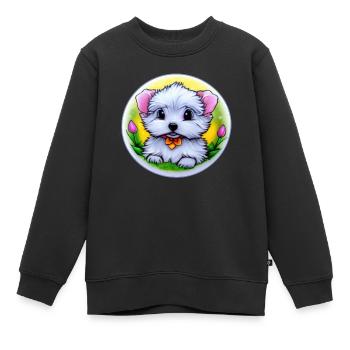 Hund Welpe - Kinder Premium Organic Sweatshirt - Schwarz - Vorne - AI Model Kid Female (0cm)
