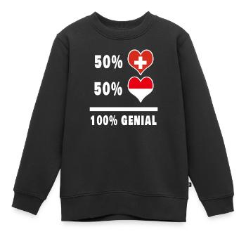 Indonesien und Schweiz 100% Genial Flagge - Kinder Premium Organic Sweatshirt - Schwarz - Vorne - AI Model Kid Female (0cm)