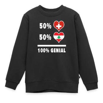 Libanon und Schweiz 100% Genial Flagge - Kinder Premium Organic Sweatshirt - Schwarz - Vorne - AI Model Kid Female (0cm)