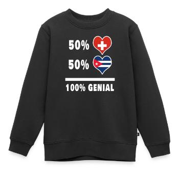 Kuba und Schweiz 100% Genial Flagge - Kinder Premium Organic Sweatshirt - Schwarz - Vorne - AI Model Kid Female (0cm)