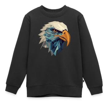 Aigle stylisé, géométrique - Sweat Premium enfant bio - noir - Devant - AI Model Kid Female (0cm)