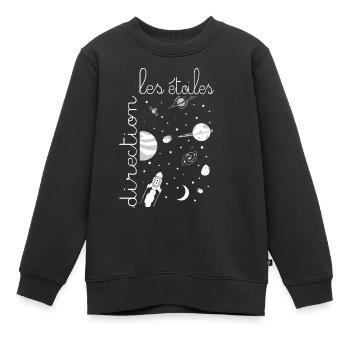Moutons cosmonautes - Direction les étoiles - Sweat Premium enfant bio - noir - Devant - AI Model Kid Female (0cm)